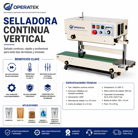 Selladora Continua Vertical Esmaltada | Sellado Industrial