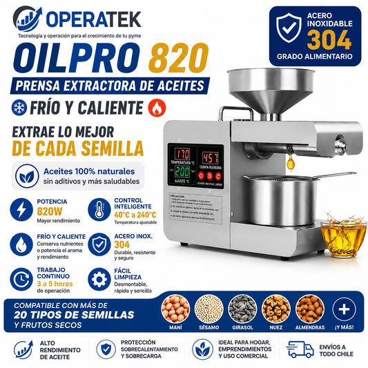 OPERATEK OILPRO 820  Prensa Extractora de Aceites en Frío y Caliente | 820 W